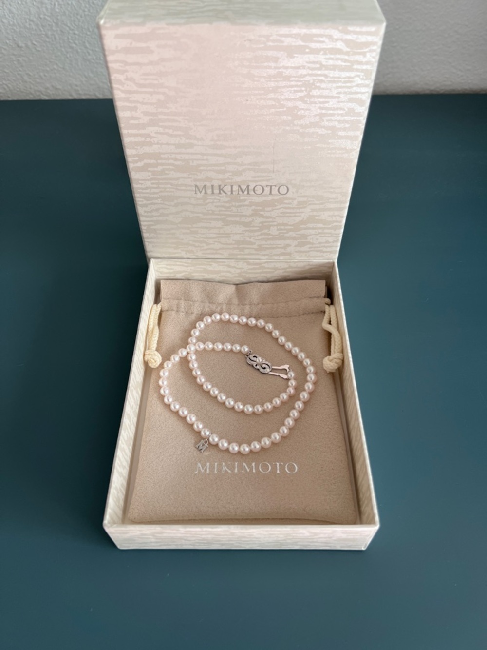 Mikimoto Akoya Pearl Necklace 6–6.5mm 16” 18K White Gold Clasp w/ Box & Pouch
